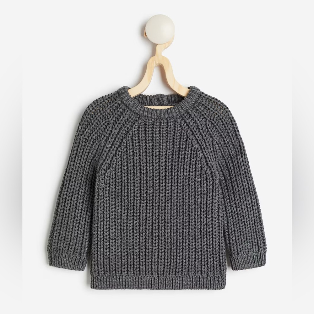 H&M Kids Dark Gray Chunky Rib Knit Cotton Winter Sweater Toddler Boys Girls 4T
